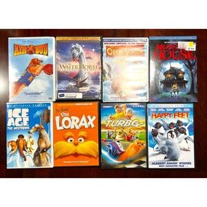 Lorax, Ice Age, Turbo, Happy Feet, Air Bud, Monster House DVDs Bundle Lot of 8